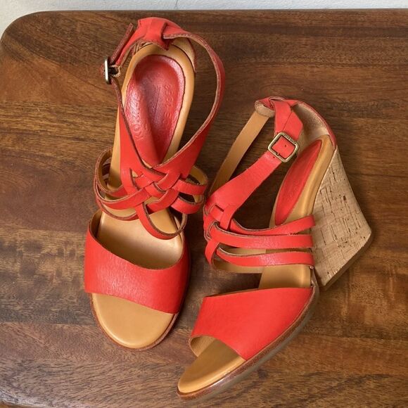Kork-Ease Vibrant Orange Heels Size 8 - Picture 1 of 12